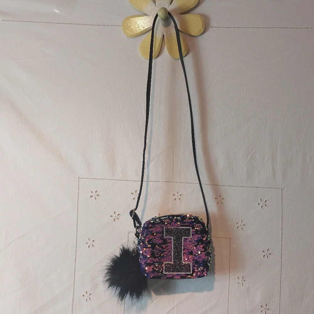 Justice initial I sequined purse